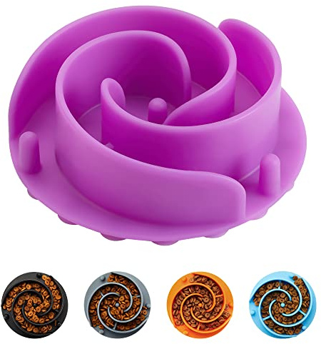 Slow Feeder Dog Bowls Insert, Animire Soft Silicone Slow Eating Dog Food Bowl for Small, Medium and Large Dogs, Compatible with Regular and Elevated Bowls
