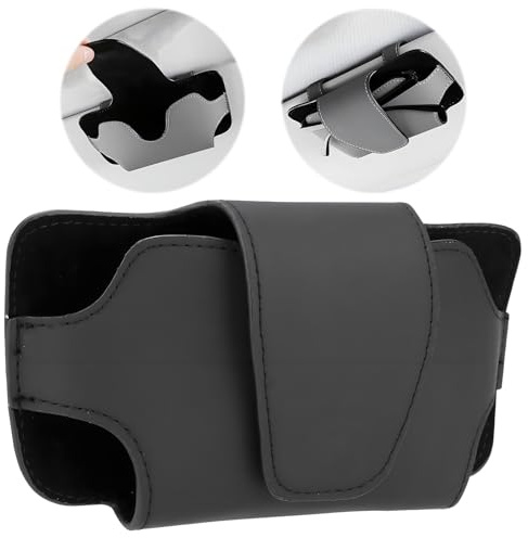 Vulevirtue Brillenhalter für Auto Sonnenblende,Sonnenblende Brillenhalter für alle Automodelle,Universal Automotive PU Brillenhalter,Aufbewahrungsbox Organizer für Sonnenbrillen (Schwarz)
