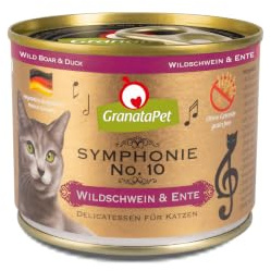 GranataPet Symfoni nr. 10 vildsvin & anka, 6 x 200 g, kattmat utan spannmål och sockertillsatser, filé i naturlig gelé, delikat våtfoder för katter