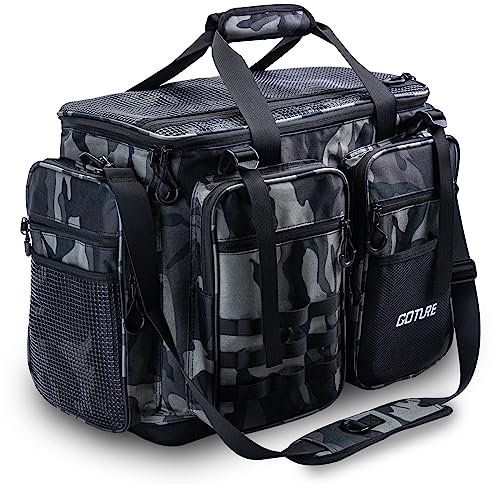 Goture Angelausrüstungstasche, weiche Seite, wasserabweisend, Umhängetasche, Angeltasche, Hüfttasche, Angelausrüstungstasche, Salzwasser, Süßwasser, zur Aufbewahrung von 3 3600 Angelboxen B