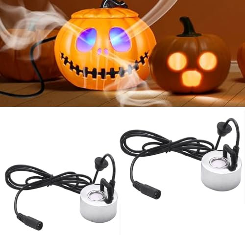 Tiamu 2 Pack Mist Maker Fogger Humidificador Ultrasónico Fabricante de Niebla Incubadora Industrial para piscinas con fuente, 24V Nebulizador Atomizador Humidificador de Aire, Enchufe EU