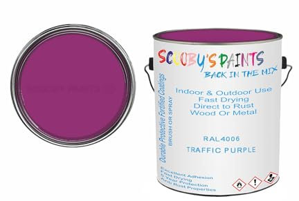 SCOOBYS PAINTS BACK IN THE MIX Anti Rust Direct to Metal Paint Protection prevents Corrosion indoor & Outdoor gloss Finish (250ML Tin, RAL4006 Traffic purple)