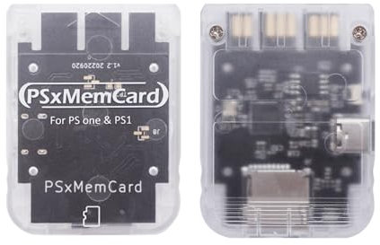 BITFUNX RetroScaler Psxmemcard PS1 Memory Card - Supports Firmware Upgrade and Save Data Game Card, Includes a 512MB Micro SD Card, for PS1 & PS One Game Console