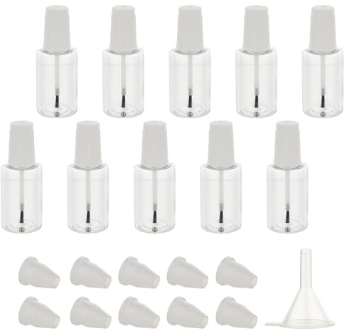 NICENEEDED Bottiglie Vuote di Smalto, Contenitore per Smalto In Plastica Ricaricabile, Bottiglie Trasparenti per Smalto per Unghie Da 20 ml con Pennello per Miscelazione