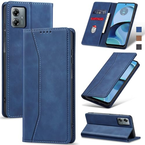 Jasonyu Funda para Motorola Moto G14 Flip Case,Azul | Cuero PU Carcasa,Tipo Libro con Tarjetas y Cartera,Soporte Plegable,Cierre magnético,Capa