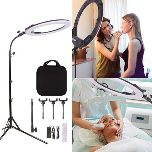 38W 18 inch Bi-Color Dimmable LED Ring Light Beauty Light Kit with Tripod, Remote Control,Soft Tube,3200-5600K for YouTube,Make up,Selfie,Video Shooting Portrait Eyebrow Tattooing Live Broadcast
