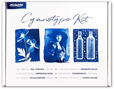 Jacquard cyanotype-kit för soltryck – komplett set med föruppmätta kemikalier, konstpapper, glasram och tillbehör för enkel solutskrift