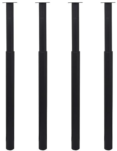 Gecheer 4 Teleskopische Teleskop-Tischbeine Ersatzbeine 60 x (710-1100) mm (Durchmesser x Höhe) für Theken, Tische, Arbeitsflächen, Schreibtische,Schwarz