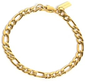 UNSHINEBAR Elegantes Figaro Armband für Herren und Damen - Streetwear aus Edelstahl und 18K Gold - Wasserfest in 5mm Breite