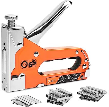 Tacker, 6-in-1-Heavy-Duty-Tacker for Befestigen von Material. Manuelle Nagelpistole mit zwei Leistungsoptionen for DIY-Heimdekoration für Holzbearbeitungs-, Profi- und Heimwerkerprojek (Color : With