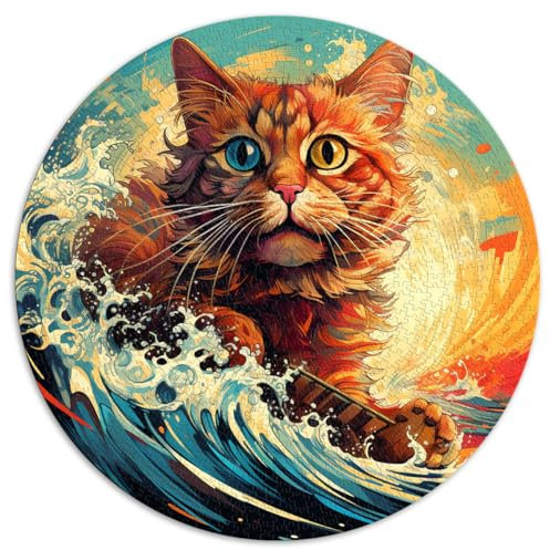 Puzzlespiel Lustige Katze beim Surfen für Erwachsene, 1000 Teile, Puzzle-Geschenke, 67,5 x 67,5 cm, Lernspielzeug, schwieriges, hartes Puzzle für Frauen und Männer