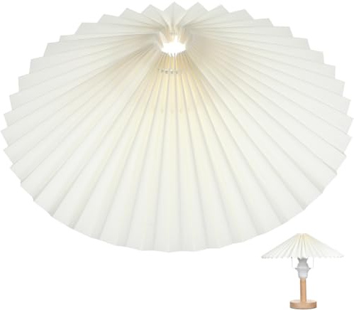 Hemobllo Cloth Lamp Shade Accessory Pleated Umbrella Lampshade for Table Lamp Bedside and Wall Light Rustic Decorative Cover for Bedroom Living Room and Study