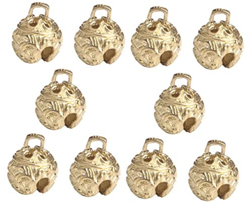 FUNOMOCYA 10 Stück Messing Glocken Schlüsselanhänger Vintage Kleiner Glocken Für Weihnachtsdekoration Basteln Windspiele Leicht Und Robust