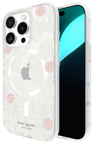 Kate Spade New York iPhone 16 Pro Case - Hollyhock Cream Floral | Compatible with MagSafe - Lightweight Designer Case for iPhone 16 Pro w/Anti-Scratch Coating & Hollyhock Cream Floral Design