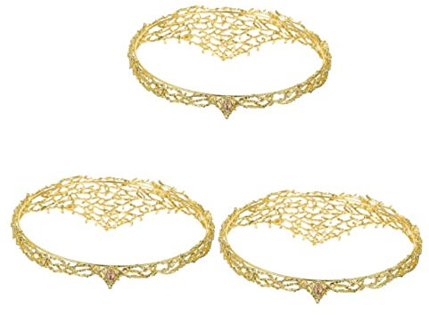 HAODUOO 2 Stück Kopfschmuck Krone der Elfenkönigin Hochzeit Stirnband Kronen for Party Kostüm Kronen Performance Kostüm Kleidung Miss Alloy(As Shown 1x3pcs,18x18cmx3pcs)