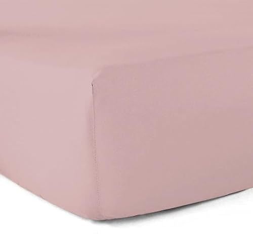 Drap-Housse 100% Coton 57 Fils Rose poudré 120 x 190 cm - Bonnet 30 cm
