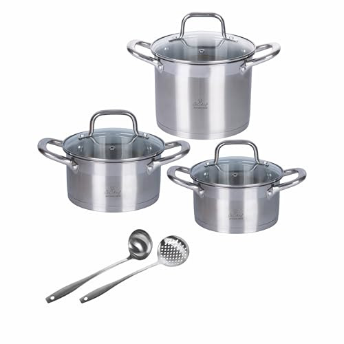 GALILEO Batería 8 piezas acero inoxidable 18/0, inducción, inox SìChef