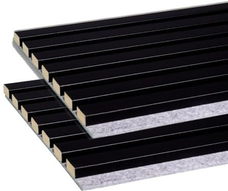 FORESTEA Lot de 2 Panneaux tasseaux Acoustic coul.Noir sur Feutrine Grise 2600x300x17mm PEFC 70%