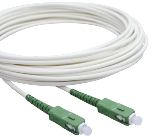 Conectra® - 1m Câble Fibre Optique | SC/APC - SC/APC | Blanc | Idéal pour les réseaux domestiques FTTH | Compatible avec Orange, SFR, Bouygues Telecom, Free | Rallonge Câble (Longueur 1 Mètre)