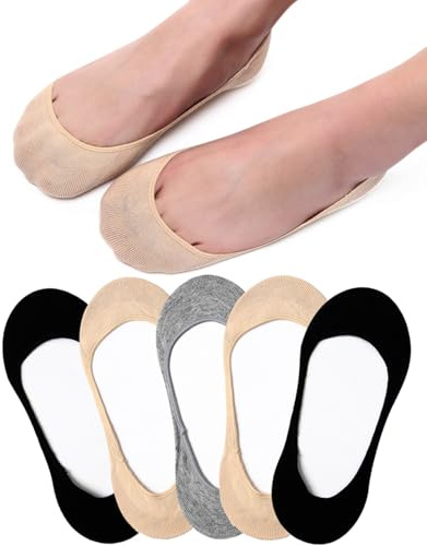 Blu Ninfee No Show Socks Women 3-5 6-8, Invisible Socks for Ladies Non Slip | 5Pairs Cotton Footsies Ballerina Socks, Low Cut Socks Shoe Liners for Ballet Flat, Boat Shoe, Loafer for Summer, Multipack