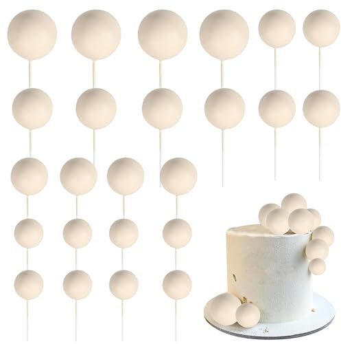 Xsstarmi 30 confezioni di decorazioni per torte, mini palloncini, palline in schiuma per torte, decorazioni fai da te, per matrimoni, anniversari, compleanni, feste, colore beige