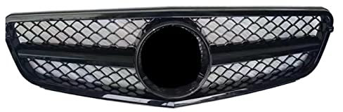 Auto Frontgrill Kühlergitter W204 Für AMG Für GT Grill Schwarz Silber Front Stoßstange Kühler Diamanten Grille Für Benz C Klasse C200 2007 2008 2009 2010 2011 2012 2013 2014(Bright Black)