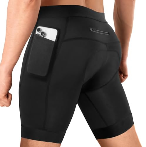 Niksa Cycling Shorts Mens 3D Gel Padded Anti-Slip Leg Grippers Bicycle Shorts with Phone Pockets MTB/Road Bike Shorts for Mountain Biking, Commuting Cycle