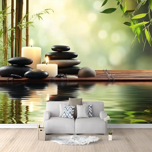 Fotomurales Decorativos Piedra de Bambú Papel Pintado 200x140 cm 3D Mural Piedra de Bambú Murales Póster Pared No Tejido Dormitorio Salón Paredes Decoración Fotomural Panorámico q372