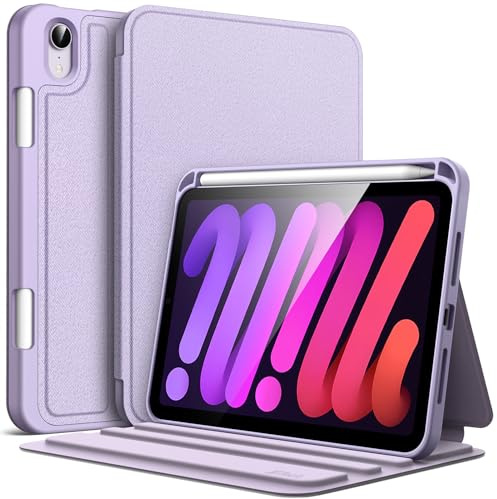 JETech Folio Case for iPad mini A17 Pro/6th Gen (2024/2021), Purple | Multi-Angle Stand Cover, Pencil Holder, Slim Protective Cover, Auto Wake/Sleep