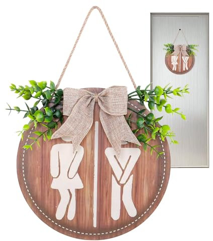 Decorazioni Per Pareti Della Fattoria Rustica - Segnale Di Toilette In Legno, Cartello Da Bagno Vintage | Segno Di Porta Di Legno Divertente | Eleganti Rifornimenti Per Il Bagno, Ornamento Penzolante