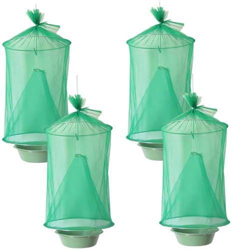 Flytrap 4PCS Fly Catcher Wiederverwendbare Hänge der Fliegenfalle stabil wasserdicht mit Töpfen für Indoor- oder Outdoor Family Farms Park Restaurants Bindungskäfig (grün)