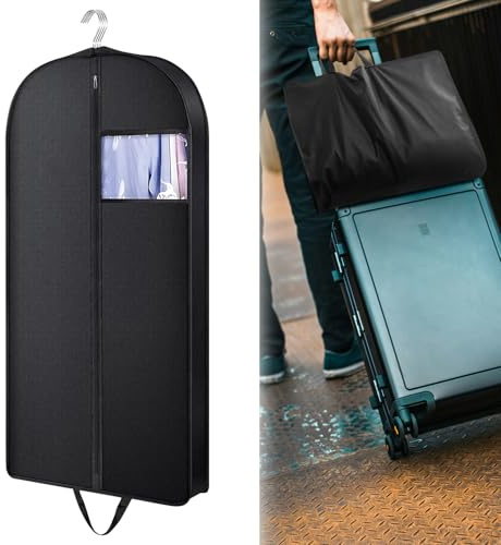 AIDUCHO Kleidersack Schwarz 102 x 60 cm, Faltbare Kleiderhülle, Staubdicht Anzugtasche für Reisen Aufbewahrung, Kleidersäcke mit reißverschluss und Klarem Fenster für Sakkos Anzug Abendkleider (1PC)