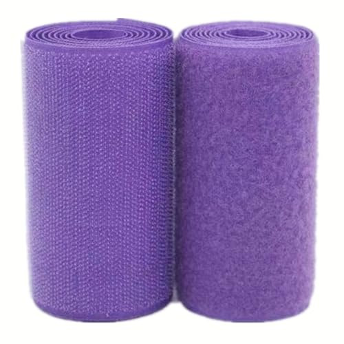 100mm Wide Hook and Loop Tape Sew On, Heavy Duty Purple Sewing Non Adhesive Strips Fastener Roll