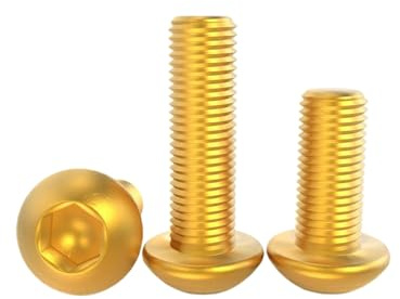 20 viti in ottone con testa semicircolare e esagono incassato (oro, M3 x 5 mm)