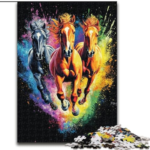 Puzzle für Erwachsene, 1000 Teile, DREI Pferde, Papppuzzle, interaktives Familienspiel, geeignet für Kinder ab 14 Jahren (Größe 26x38cm)