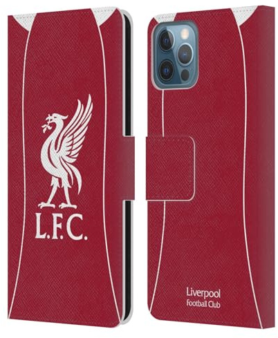 Head Case Designs Officially Licensed Liverpool Football Club Home 2025/26 Kit Leather Wallet Case Compatible With Apple iPhone 12 / iPhone 12 Pro