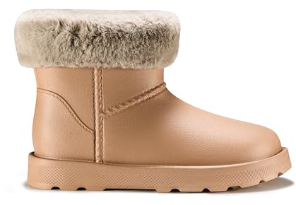 ESTRO Warme Gummistiefel Damen Gefüttert - Gummistiefel Gefüttert Damen Wasserdicht Winterschuhe F115 (38 EU, Hellbraun)