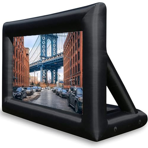 Inflatable Projector Movie Screen for Outdoor, One-Piece Design，Mega Theater Screen Outdoor Portable Blow Up Projector Screen with Air Blower for Family Movie Nights,16ft
