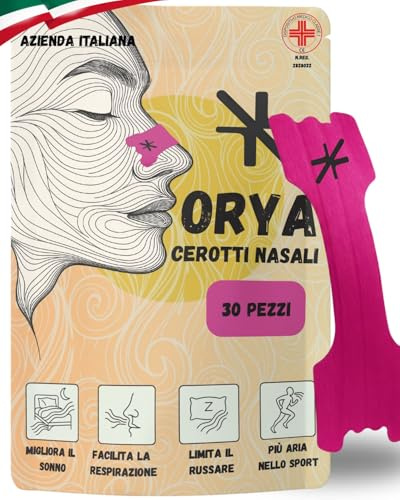 ORYA, 30 Cerotti Nasali Antirussamento e per lo Sport, Dilatatore Nasale per Respirare Meglio, Riduce il Russamento, Rosa
