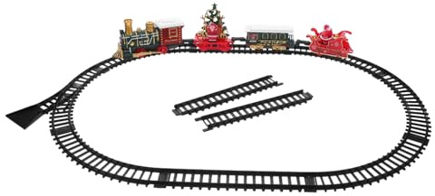 HONITANO Treno Natalizio Elettrico con Binari da Giocattolo Vintage con Illuminazione e Musica per Decorazione Festiva per Albero e Giochi Indoor