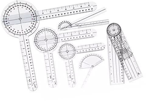 Eacam 6-teiliges Medizinisches Goniometer-Set mit Transparenter Transparenter PVC-Skala, Verschleißfestem Winkellineal für Orthopädie und Medizinischem Winkelmesser