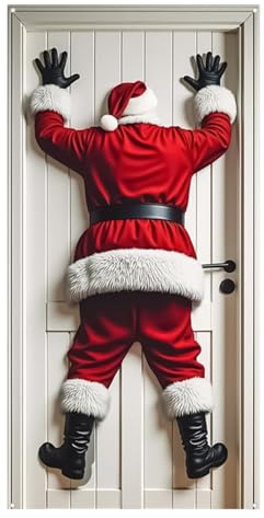 Buerfu Weihnachten Tür Abdeckung Dekoration Weihnachtsmann Hängen Banner Hintergrund, Weihnachtsbanner Für Haus Haustür Weihnachten Deko -90 X 180 cm