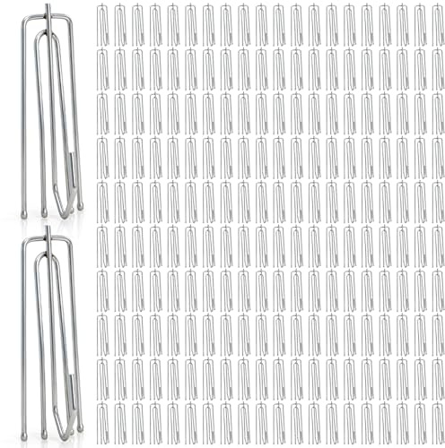 Acshio 200 Pieces Curtain Pleat Hook, Metal Drapery Hook Curtain Hangers with 4 Prongs, Traverse Pleater Pinch Pleat Clips Hooks for Window Door Bathroom Curtain
