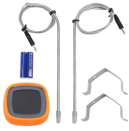Fafeicy Termometro Digitale per Carne, Termometro da Cucina a Doppia Sonda con Touch Screen Retroilluminato, modalità Timer, per Grigliate Al Barbecue, Cottura Al Forno, Cucina (ORANGE)