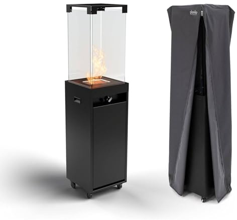 MF - Calefactor de gas exterior Faro hasta 8 kW portátil con vidrio templado negro