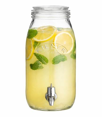UHL Kilner 3 Litre Glass Storage Jar with Tap, Drinks Dispenser Fridge Water Jug, Beverage Dispenser Jar for Lemonade, Juice, Infused Drinks, Cocktails, Perfect for BBQ, Parties & Buffets Tap