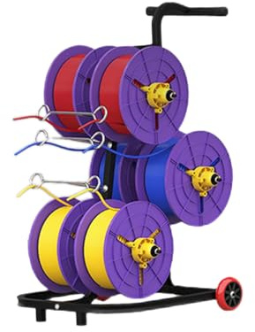 Wire Spool Rack, Multi-Reel Cable Distributor with Wheels, Portable Cable Rack for Workshops and Construction Sites, 4 Reel