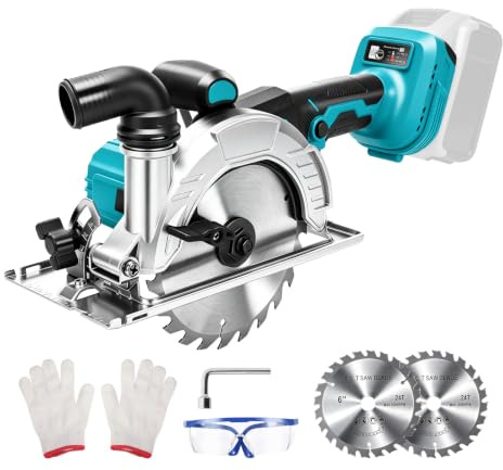 6 Zoll Akku-Kreissäge für Makita 18V Batterie,Bürstenlose Mini Handkreissäge mit 3-stufig verstellbar,Sägeblatt Ø 150mm – 45° neigbar – Ideal für Für Holz, Kunststoff, Weichmetall(Ohne Akku)