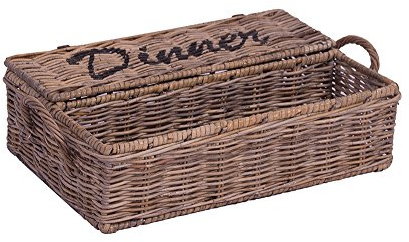 Vintage Line Besteckkorb Dinner Rattankorb Besteckkasten Rattan Naturrattan Küchenhelfer