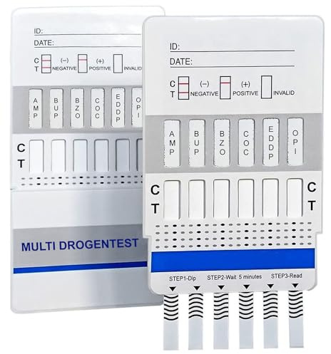 5 x One+Step Drogentest I Drogentest Schnelltest für 6 Drogenarten: Kokain I Opiate I Amphetamin I EDDP I Benzodiazepin I Buprenorphin